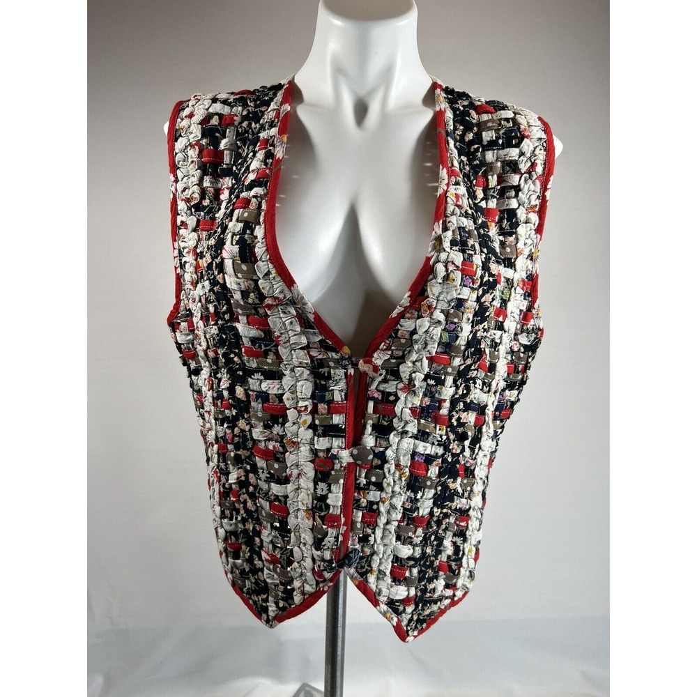 Halsey Collection Vest Womens Medium Multicolor Cotton Woven Boho Retro Vibe
